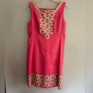 Elegant Pink Embroidered Mini Dress